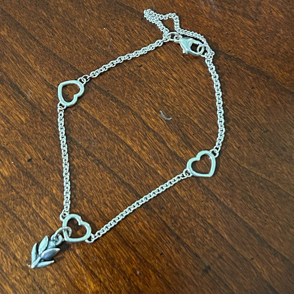 James Avery Heart Station Charm Bracelet with mini-tulip charm